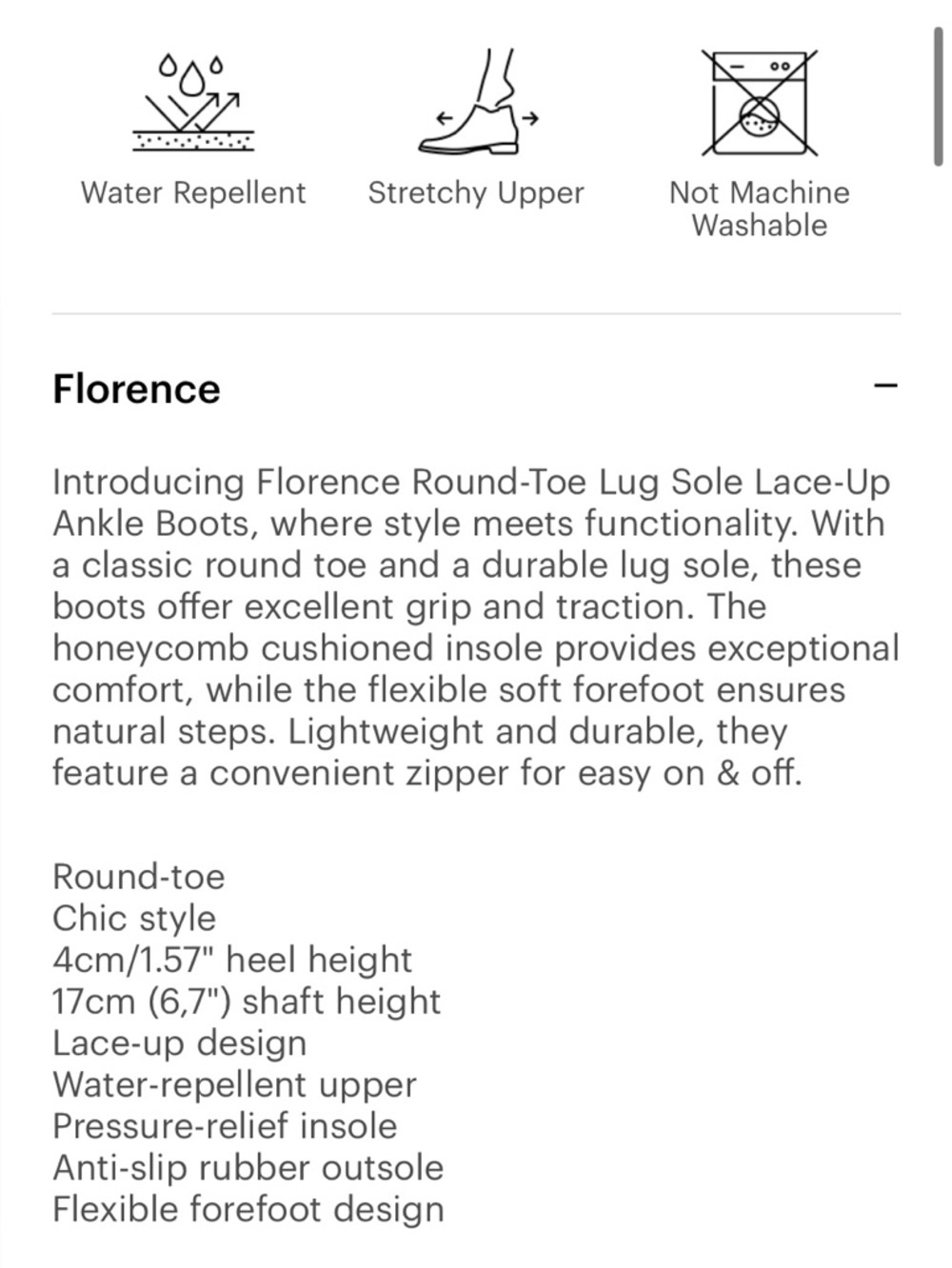 Vivaia Florence Lug Sole Combat Boots Size 9.5 Gray Rich Grey Water Repellent - Picture 11 of 12